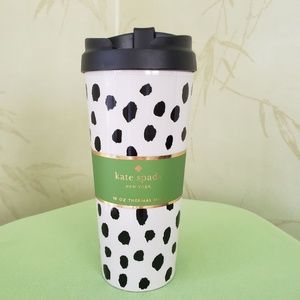 KATE SPADE FLAMINGO DOT TRAVEL MUG:NWT